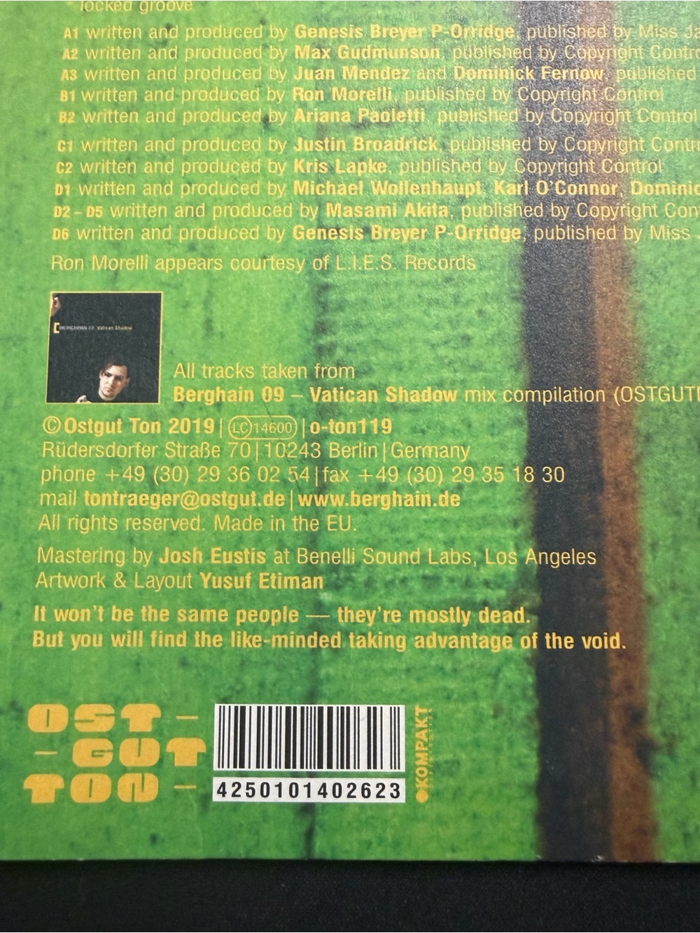 Berghain 09 Various Artists 2xLP Vinyl 2019 Tested - Picture 2 of 8